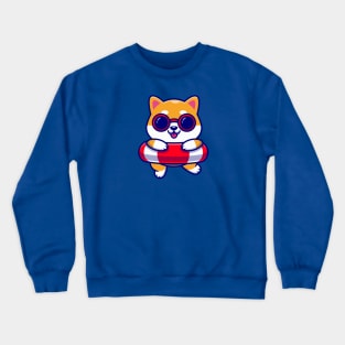 Cute Shiba Inu Dog Swimming Cartoon Crewneck Sweatshirt